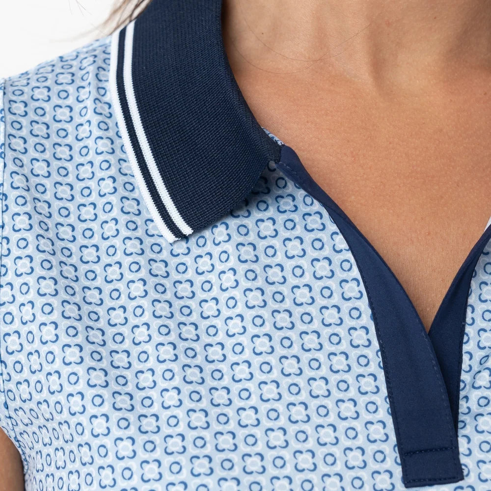 Ladies Rhoback Floral Lattice Sleeveless Polo