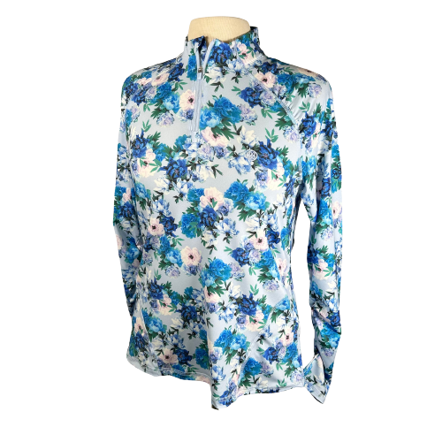 Ladies G Fore Floral 1/4 Zip Blue