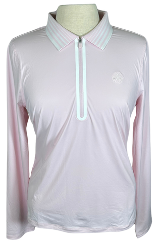 G Fore Ladies Long Sleeve Polo Pink