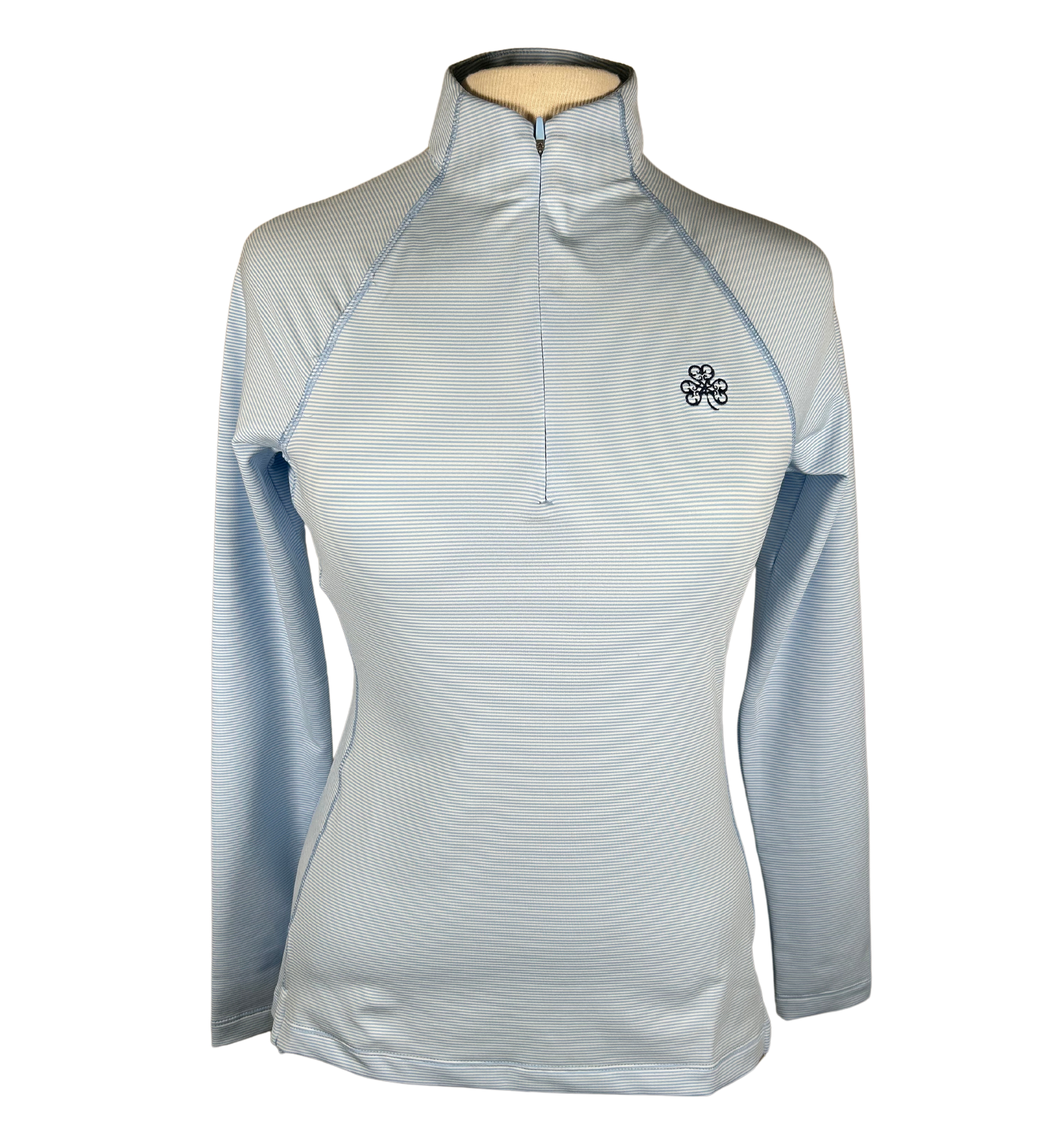 Ladies Peter Millar Cottage Blue Sugar Stripe Quarter Zip