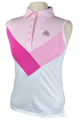 G Fore Ladies Multi-V Sleeveless Polo Blush