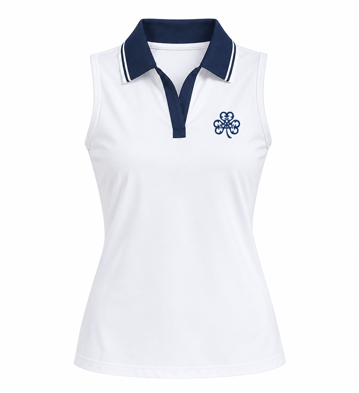 Ladies Rhoback White Sleeveless Polo