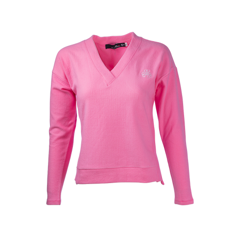 Ladies RLX pink V-neck fleece shirt