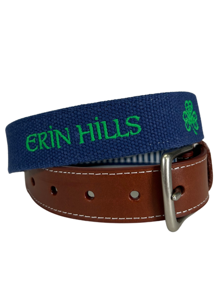 Peter Millar Embroidered Belt - Navy, White, Green, Charcoal