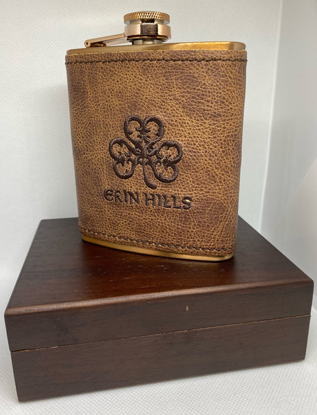 Links & Kings Leather Wrapped Copper Flask